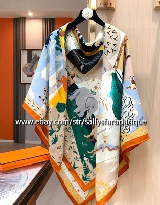 Mantón bufanda doble cara con estampado de animales Sallys 70 % cachemir y 30 % seda 2025 53"+ Foto 1 de 4