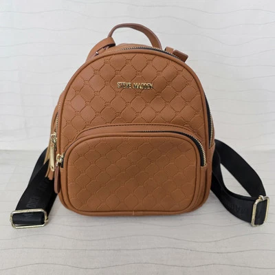 Steve Madden Mujer Patrón Repujado Congac PVC Mini Mochila Bolso Cartera  Foto 1 de 4