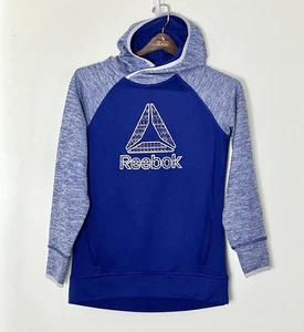 Reebok Hoodie Women’s Large Blue Graphic Logo Winter Gym Athleisure - Picture 1 of 4