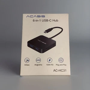 ACASIS 6 in 1 USB C Hub Multiport Adapter with 4K HDMI, Power Delivery 100 W 3.0 - Picture 1 of 2