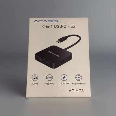 ACASIS 6 in 1 USB C Hub Multiport Adapter with 4K HDMI, Power Delivery 100 W 3.0 - Image 1 of 2