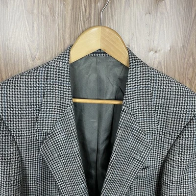 Stafford Sport Coat Mens 38R Gray Houndstooth Windowpane Wool USA Made - Image 1 of 4