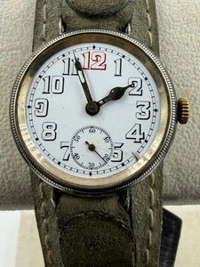 Reloj Trench Primera Guerra Mundial Suizo Plata de Ley Funcionando Vintage Años 1900 - Imagen 1 de 8