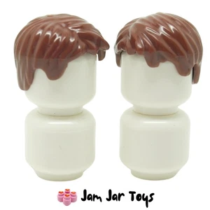 LEGO Minifigure Hair 2x NEW Reddish Brown Tousled Side Parting Wig Pieces H103 - Picture 1 of 4