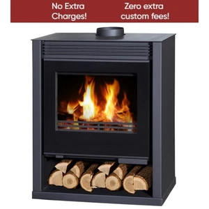 V05 Rubin Lux 13kW Black Wood Stove with Large Front Glass Window - Picture 1 of 6