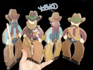 Vintage bemaltes Holz klappbar 4 Panel Cowboys Western Jungen Kinderzimmer - Bild 1 von 8