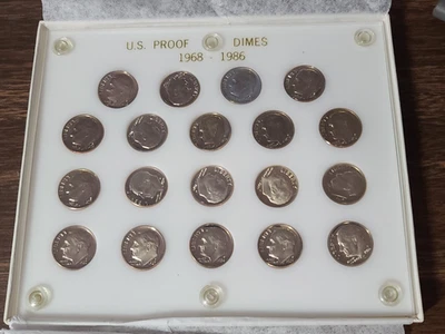 1968-86 PR 63/67 Roosevelt Dime Set with COA in Plastic Capital Holder - Image 1 of 3