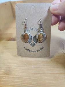 Turtle Enamel Silver Metal Pierced Wire Dangle Earrings 1.5" - Picture 1 of 5