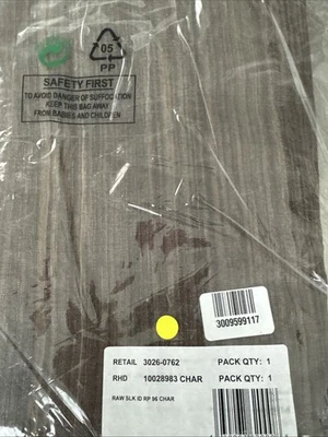 NUEVO HERRAJES DE RESTAURACIÓN DIESTRO CORTINAS DE SEDA CRUDA Panel Varilla Bolsillo Carbón 50x96 Foto 1 de 4