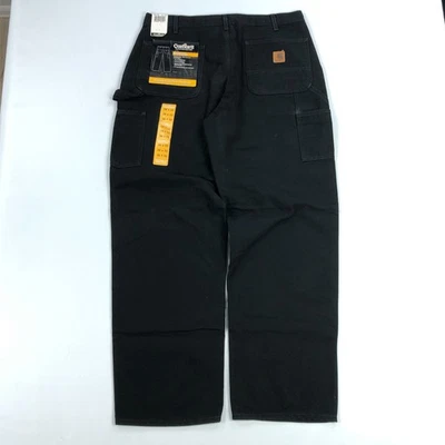 Carhartt Pants Mens 36x32 Solid Black Duck Canvas Carpenter 2008 B11 NEW - Image 1 of 4