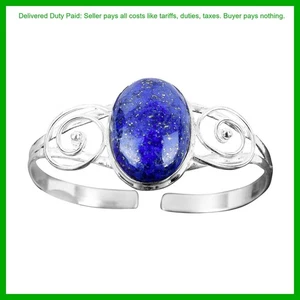 Thanks Giving Day Deal Lapis Lazuli Stone 925 Sterling Silver New Bangle Jewelry - Picture 1 of 7