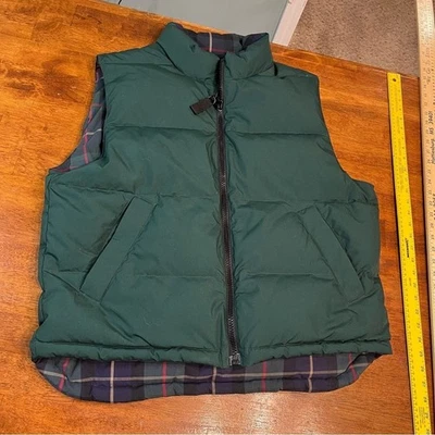 Eddie Bauer Men’s goose down puffer bomber best hunter green plaid size medium - Image 1 of 4