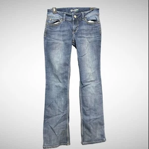 Wrangler Retro Jeans Womens 28X32 Sadie Boot Cut Solid Blue Cowboy Cut Denim - Picture 1 of 9
