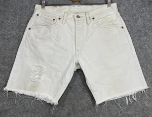 RRL Ralph Lauren Double RL Cut-Off Jean Shorts 32 White Distressed Denim USA - Picture 1 of 23