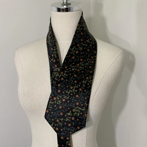VTG Indian Brand NeckTie Silk Abstract Black Grey Green Burnt Orange Dots Atomic - Picture 1 of 6