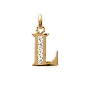 Pendentif Initiale Lettre L Plaqué Or et Oxydes Zirconium - Neuf - Foto 1 di 1