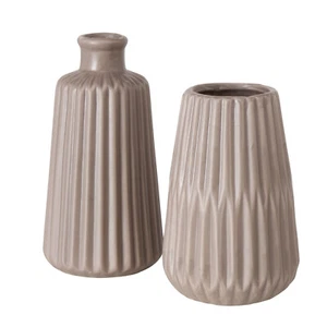 Boltze Vasen Set Esko 2-teilig braun matt, Blumenvasen aus Keramik, ø ca. 8,5 cm - Bild 1 von 4