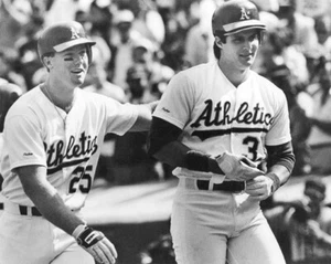 Oakland Athletics MARK MCGWIRE and JOSE CANSECO Glossy 8x10 Photo Bash Brothers - Picture 1 of 1