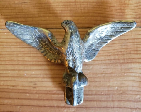 Vintage Brass Eagle: Flagpole/Finial Topper with Tie Down Beautiful Patina Cover