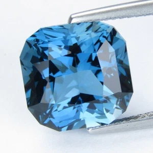 9.18Cts Stunning Natural London Blue Topaz 11.6mm Cushion Precision Cut Gemstone - Picture 1 of 5