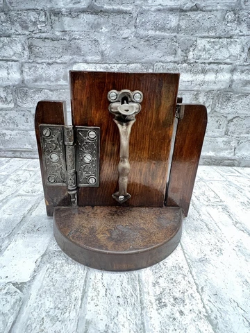 antique iron old  Door Pull With Lock mounted salesman sample Cover