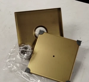 Signature Hardware 8" Cohen Square Tile-In Shower Drain Brushed Gold - Picture 1 of 8