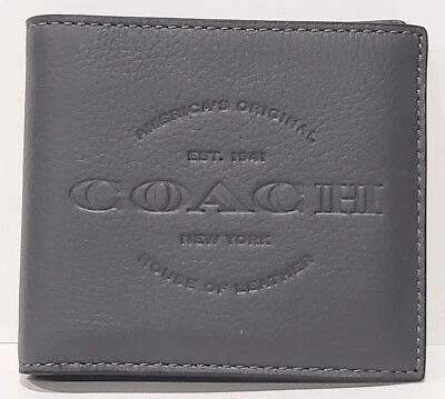 Nueva etiqueta para hombre gris gráfico Coach 1941 NY doble billete cartera de cuero natural F24647 Foto 1 de 4