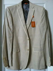 TALLIA MENS NEW KHAKI 100%LINEN SPORT COAT JACKET BLAZER SIZE: 40L - Picture 1 of 4