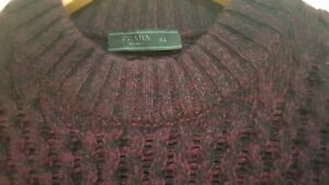 Prada dark red and black wool cable knit jumper
