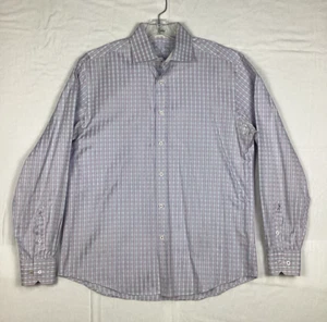 Bugatchi Men's Large Classic Fit Shirt Long Sleeve Button Down Pink Blue Plaid - Picture 1 of 8