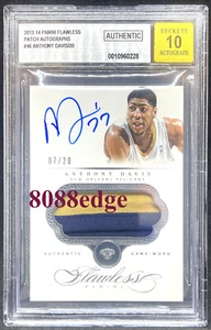 2013-14 FLAWLESS GAME-WORN PATCH AUTO: ANTHONY DAVIS #7/20 BGS/BAS AUTOGRAPH 10 - Photo 1/4