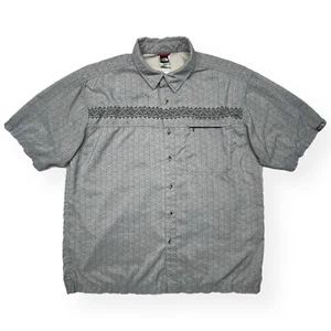 The North Face Shirt Men Large Gray Short Sleeve Button Up Pocket Geometric - Picture 1 of 12