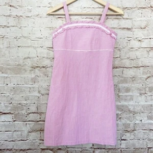 kc parker hartstrings girls sleeveless seersucker dress size 12 pink white GUC - Picture 1 of 8