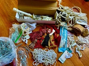 Sewing Drapery Notions Lot Hardware Weights Tassels Parts Pins Piping Cord Misc - Picture 1 of 11