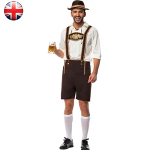 Mens Lederhosen Oktoberfest Costume Traditional Bavarian German Beer with Hat - Picture 1 of 8