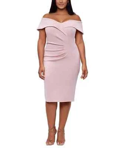 XSCAPE Women's Plus Size Pink Sweetheart-Neck Dress - 14W - Pink - Picture 1 of 3