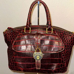 Dooney & Bourke Campbell Croco Embossed Leather Satchel - Picture 1 of 12