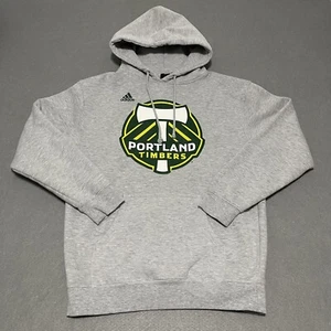 Portland Timbers Hoodie Mens Medium Gray MLS Soccer Adidas Therma Y2K Pullover - Picture 1 of 10