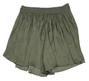 COUNTRY ROAD Shorts Women's Khaki Green Silky Pleated Elastic Waist Size 4 - Picture 1 of 13
