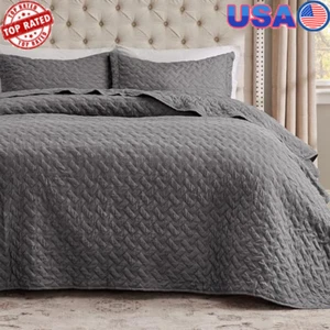 Lightweight Summer Quilt Set Queen Bedding Coverlet Soft Durability All Season - Picture 1 of 6