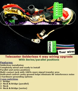 4 Way Telecaster Solderless SS wiring harness with Parallel & Series positions - Picture 1 of 8