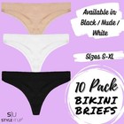 10 Pack Ladies Womens Everyday Thongs Panties Underwear Knickers Cotton Lingerie