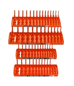 Hansen Global 92005 4pc 3-Row ORANGE Socket Tray Set for SAE & METRIC 1/4" & 3/8 - Picture 1 of 5