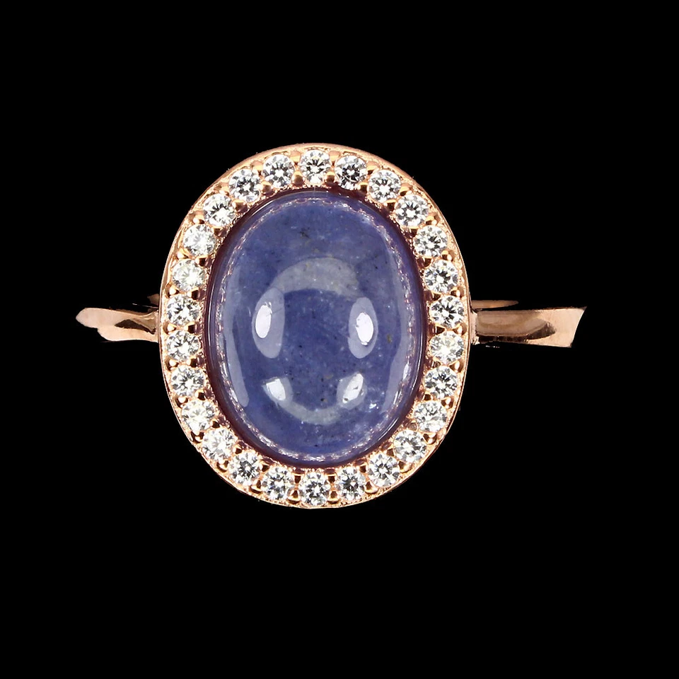 925 Sterling Silver Ring Oval Blue Tanzanite 9x7mm Natural Gemstone Jewelry Foto 1 de 1