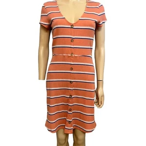 Abercrombie And Fitch Womens Striped Dress Button Down Ribbed Knit Small Tall - Picture 1 of 6