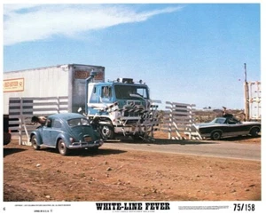 White-Line Fever 1975 Original Lobby Card Truck Cars Stunt Scene  - Picture 1 of 1
