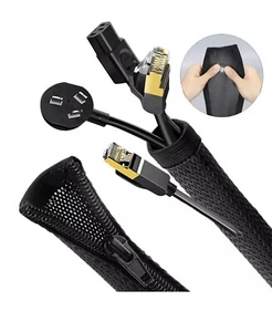 Pair Of two Cables Tidy Zip Sleeve for PC/TV UPXDUMI Desk Cables Size 50 & 70cm - Picture 1 of 2