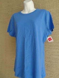 Womens Hanes Med. Cotton S/S Crew Neck Tee Shirt Blue - Picture 1 of 2