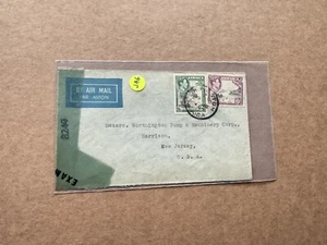Jamaica WWII Censor Cover (JA6) +Bi-Color KGVI #119+123 +Green Censor Tape +Rare - Picture 1 of 2