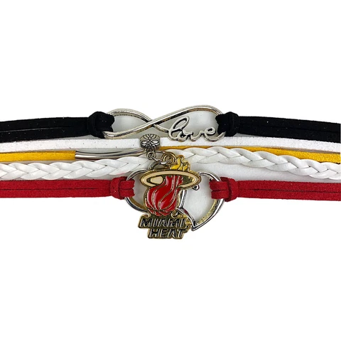 Miami Heat Infinity Jewelry Bracelet Basketball Charm Faux Leather Cover